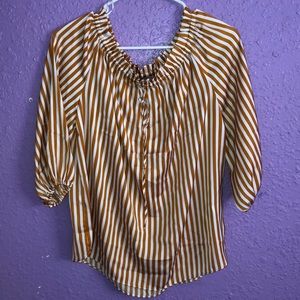 orange and white striped blouse